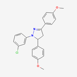 molecular formula C23H21ClN2O2 B3820204 1-(3-chlorophenyl)-3,5-bis(4-methoxyphenyl)-4,5-dihydro-1H-pyrazole 