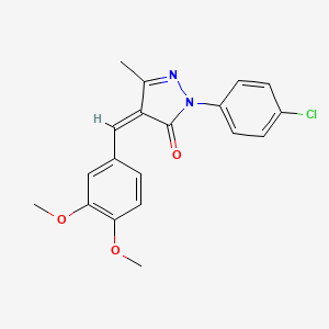 molecular formula C19H17ClN2O3 B3820212 2-(4-chlorophenyl)-4-(3,4-dimethoxybenzylidene)-5-methyl-2,4-dihydro-3H-pyrazol-3-one 