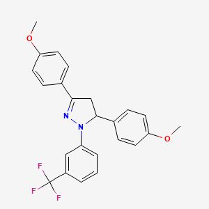 molecular formula C24H21F3N2O2 B3820217 3,5-bis(4-methoxyphenyl)-1-[3-(trifluoromethyl)phenyl]-4,5-dihydro-1H-pyrazole 