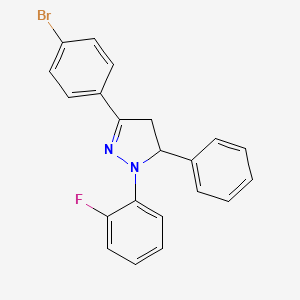 molecular formula C21H16BrFN2 B3820260 3-(4-bromophenyl)-1-(2-fluorophenyl)-5-phenyl-4,5-dihydro-1H-pyrazole 