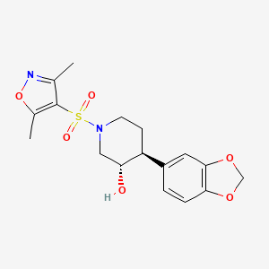molecular formula C17H20N2O6S B3820285 (3S*,4S*)-4-(1,3-benzodioxol-5-yl)-1-[(3,5-dimethylisoxazol-4-yl)sulfonyl]piperidin-3-ol 