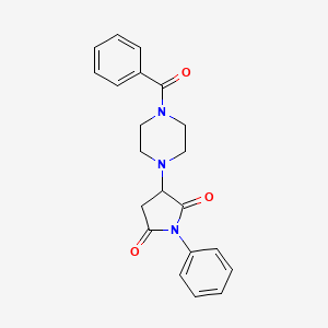 molecular formula C21H21N3O3 B3820306 3-(4-benzoyl-1-piperazinyl)-1-phenyl-2,5-pyrrolidinedione 