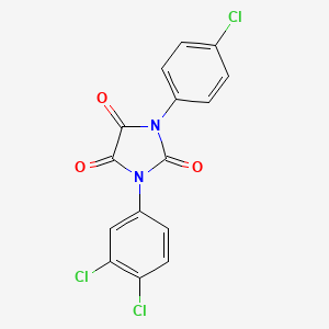 molecular formula C15H7Cl3N2O3 B3820408 1-(4-chlorophenyl)-3-(3,4-dichlorophenyl)-2,4,5-imidazolidinetrione 