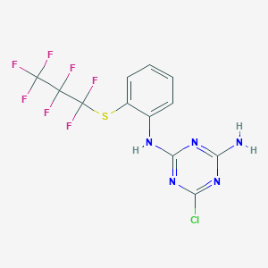 molecular formula C12H7ClF7N5S B3820441 6-chloro-N-{2-[(heptafluoropropyl)thio]phenyl}-1,3,5-triazine-2,4-diamine 