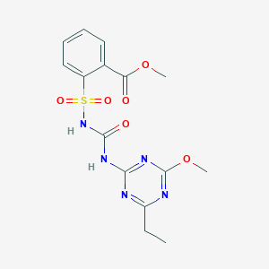molecular formula C15H17N5O6S B3820460 methyl 2-[({[(4-ethyl-6-methoxy-1,3,5-triazin-2-yl)amino]carbonyl}amino)sulfonyl]benzoate 