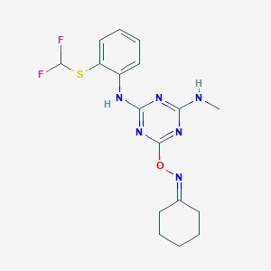 molecular formula C17H20F2N6OS B3820468 cyclohexanone O-[4-({2-[(difluoromethyl)thio]phenyl}amino)-6-(methylamino)-1,3,5-triazin-2-yl]oxime 