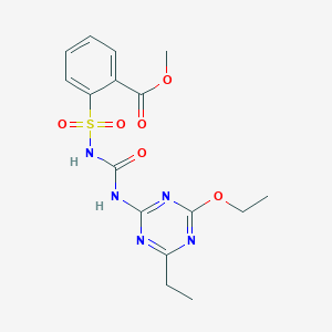 molecular formula C16H19N5O6S B3820470 methyl 2-[({[(4-ethoxy-6-ethyl-1,3,5-triazin-2-yl)amino]carbonyl}amino)sulfonyl]benzoate 