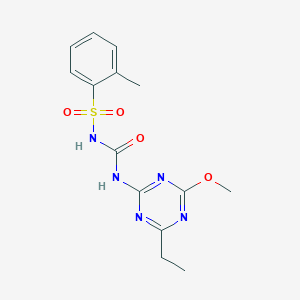 molecular formula C14H17N5O4S B3820472 N-{[(4-ethyl-6-methoxy-1,3,5-triazin-2-yl)amino]carbonyl}-2-methylbenzenesulfonamide 