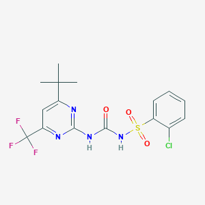 molecular formula C16H16ClF3N4O3S B3820478 N-({[4-tert-butyl-6-(trifluoromethyl)-2-pyrimidinyl]amino}carbonyl)-2-chlorobenzenesulfonamide 