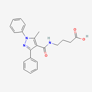 molecular formula C21H21N3O3 B3820500 4-{[(5-methyl-1,3-diphenyl-1H-pyrazol-4-yl)carbonyl]amino}butanoic acid 