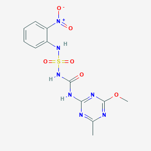 molecular formula C12H13N7O6S B3820643 N-{[(4-methoxy-6-methyl-1,3,5-triazin-2-yl)amino]carbonyl}-N'-(2-nitrophenyl)sulfamide 