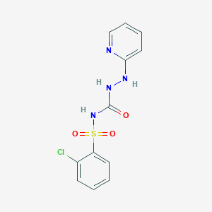 molecular formula C12H11ClN4O3S B3820645 N-[(2-chlorophenyl)sulfonyl]-2-(2-pyridinyl)hydrazinecarboxamide 