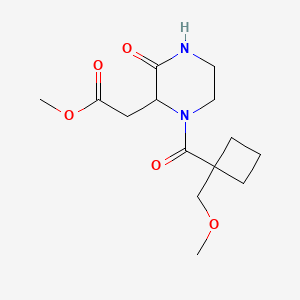 molecular formula C14H22N2O5 B3820694 methyl (1-{[1-(methoxymethyl)cyclobutyl]carbonyl}-3-oxopiperazin-2-yl)acetate 