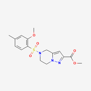 methyl 5-[(2-methoxy-4-methylphenyl)sulfonyl]-4,5,6,7-tetrahydropyrazolo[1,5-a]pyrazine-2-carboxylate