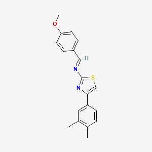 molecular formula C19H18N2OS B3820829 4-(3,4-dimethylphenyl)-N-(4-methoxybenzylidene)-1,3-thiazol-2-amine 