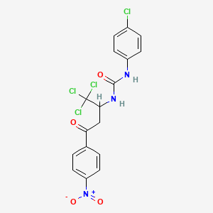 molecular formula C17H13Cl4N3O4 B3820880 N-(4-chlorophenyl)-N'-[3-(4-nitrophenyl)-3-oxo-1-(trichloromethyl)propyl]urea 