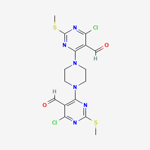 4,4'-(1,4-piperazinediyl)bis[6-chloro-2-(methylthio)-5-pyrimidinecarbaldehyde]