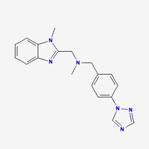 molecular formula C19H20N6 B3820918 N-methyl-1-(1-methyl-1H-benzimidazol-2-yl)-N-[4-(1H-1,2,4-triazol-1-yl)benzyl]methanamine 