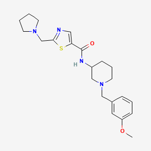molecular formula C22H30N4O2S B3820983 N-[1-(3-methoxybenzyl)-3-piperidinyl]-2-(1-pyrrolidinylmethyl)-1,3-thiazole-5-carboxamide 