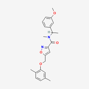 molecular formula C23H26N2O4 B3821023 5-[(2,5-dimethylphenoxy)methyl]-N-[1-(3-methoxyphenyl)ethyl]-N-methyl-3-isoxazolecarboxamide 