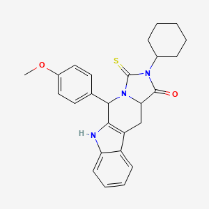 molecular formula C26H27N3O2S B3821089 2-cyclohexyl-5-(4-methoxyphenyl)-3-thioxo-2,3,5,6,11,11a-hexahydro-1H-imidazo[1',5':1,6]pyrido[3,4-b]indol-1-one 