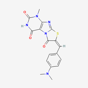molecular formula C17H15N5O3S B3821227 7-[4-(dimethylamino)benzylidene]-1-methyl[1,3]thiazolo[2,3-f]purine-2,4,6(1H,3H,7H)-trione 