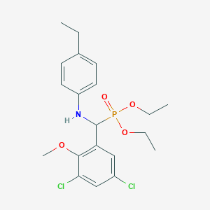 molecular formula C20H26Cl2NO4P B3821257 diethyl {(3,5-dichloro-2-methoxyphenyl)[(4-ethylphenyl)amino]methyl}phosphonate 