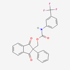 molecular formula C24H16F3NO4 B3821276 (1,3-dioxo-2-phenyl-2,3-dihydro-1H-inden-2-yl)methyl [3-(trifluoromethyl)phenyl]carbamate 