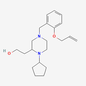 molecular formula C21H32N2O2 B3821368 2-{4-[2-(allyloxy)benzyl]-1-cyclopentyl-2-piperazinyl}ethanol 