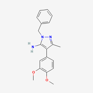 molecular formula C19H21N3O2 B3821375 1-benzyl-4-(3,4-dimethoxyphenyl)-3-methyl-1H-pyrazol-5-amine 