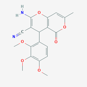 molecular formula C19H18N2O6 B3821430 2-amino-7-methyl-5-oxo-4-(2,3,4-trimethoxyphenyl)-4H,5H-pyrano[4,3-b]pyran-3-carbonitrile 