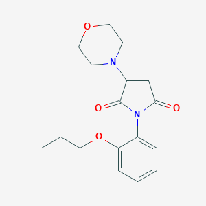 molecular formula C17H22N2O4 B382146 3-(4-Morpholinyl)-1-(2-propoxyphenyl)-2,5-pyrrolidinedione 