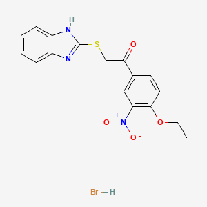 molecular formula C17H16BrN3O4S B3821630 2-(1H-benzimidazol-2-ylthio)-1-(4-ethoxy-3-nitrophenyl)ethanone hydrobromide 