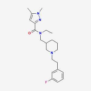 molecular formula C22H31FN4O B3821722 N-ethyl-N-({1-[2-(3-fluorophenyl)ethyl]-3-piperidinyl}methyl)-1,5-dimethyl-1H-pyrazole-3-carboxamide 