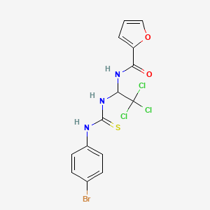 molecular formula C14H11BrCl3N3O2S B3821737 N-[1-({[(4-bromophenyl)amino]carbonothioyl}amino)-2,2,2-trichloroethyl]-2-furamide 