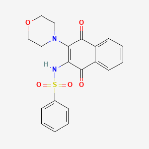 molecular formula C20H18N2O5S B3821761 N-[3-(4-morpholinyl)-1,4-dioxo-1,4-dihydro-2-naphthalenyl]benzenesulfonamide 