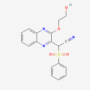 molecular formula C18H15N3O4S B3821781 [3-(2-hydroxyethoxy)-2-quinoxalinyl](phenylsulfonyl)acetonitrile 