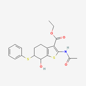 molecular formula C19H21NO4S2 B3821821 ethyl 2-(acetylamino)-7-hydroxy-6-(phenylthio)-4,5,6,7-tetrahydro-1-benzothiophene-3-carboxylate 