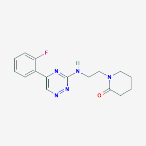 molecular formula C16H18FN5O B3821835 1-(2-{[5-(2-fluorophenyl)-1,2,4-triazin-3-yl]amino}ethyl)-2-piperidinone 