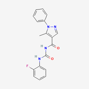 molecular formula C18H15FN4O2 B3821857 N-{[(2-fluorophenyl)amino]carbonyl}-5-methyl-1-phenyl-1H-pyrazole-4-carboxamide 