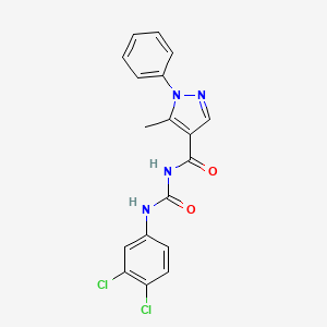 molecular formula C18H14Cl2N4O2 B3821858 N-{[(3,4-dichlorophenyl)amino]carbonyl}-5-methyl-1-phenyl-1H-pyrazole-4-carboxamide 