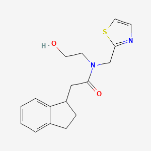 molecular formula C17H20N2O2S B3821869 2-(2,3-dihydro-1H-inden-1-yl)-N-(2-hydroxyethyl)-N-(1,3-thiazol-2-ylmethyl)acetamide 