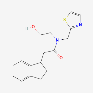 2-(2,3-dihydro-1H-inden-1-yl)-N-(2-hydroxyethyl)-N-(1,3-thiazol-2-ylmethyl)acetamide