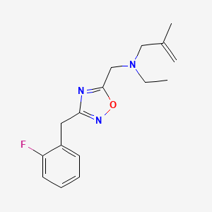 molecular formula C16H20FN3O B3821892 N-ethyl-N-{[3-(2-fluorobenzyl)-1,2,4-oxadiazol-5-yl]methyl}-2-methyl-2-propen-1-amine 