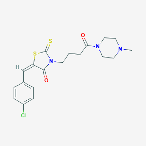 molecular formula C19H22ClN3O2S2 B382190 (5E)-5-[(4-chlorophenyl)methylidene]-3-[4-(4-methylpiperazin-1-yl)-4-oxobutyl]-2-sulfanylidene-1,3-thiazolidin-4-one 