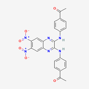 molecular formula C24H18N6O6 B3821950 1,1'-[(6,7-dinitro-2,3-quinoxalinediyl)bis(imino-4,1-phenylene)]diethanone 