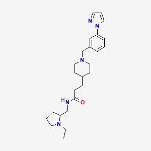 molecular formula C25H37N5O B3821995 N-[(1-ethyl-2-pyrrolidinyl)methyl]-3-{1-[3-(1H-pyrazol-1-yl)benzyl]-4-piperidinyl}propanamide 