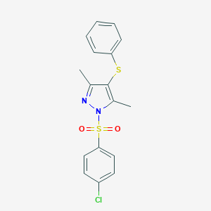 molecular formula C17H15ClN2O2S2 B382200 1-(4-Chloro-benzenesulfonyl)-3,5-dimethyl-4-phenylsulfanyl-1H-pyrazole 
