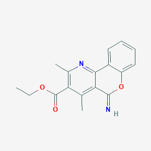molecular formula C17H16N2O3 B3822071 ethyl 5-imino-2,4-dimethyl-5H-chromeno[4,3-b]pyridine-3-carboxylate 