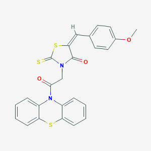 molecular formula C25H18N2O3S3 B382215 5-(4-methoxybenzylidene)-3-[2-oxo-2-(10H-phenothiazin-10-yl)ethyl]-2-thioxo-1,3-thiazolidin-4-one 
